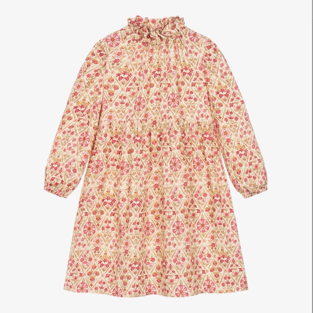 Il Gufo Floral Pink and Cream Dress